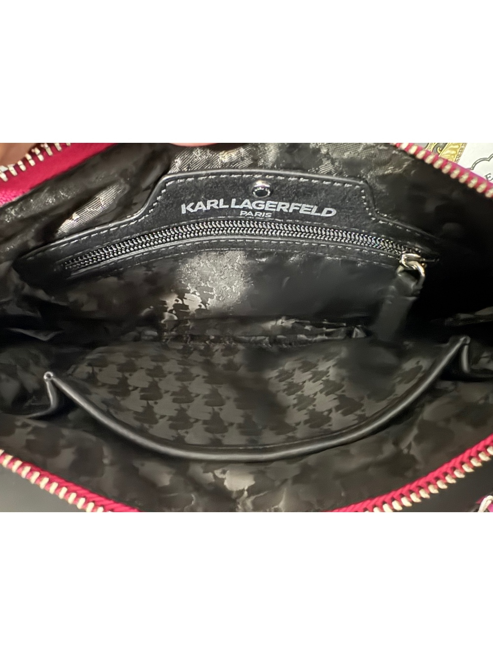 Karl Lagerfeld Paris Metallic & Matte Pink Quilted Crossbody - Picture 6 of 7